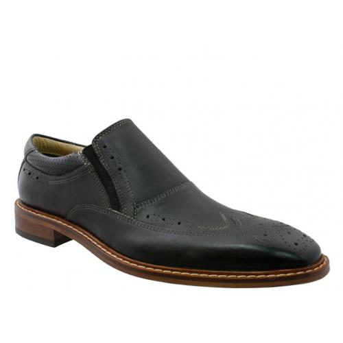 Giorgio Brutini "Rentere" Black Wingtip Genuine Leather Loafer Shoes 24933